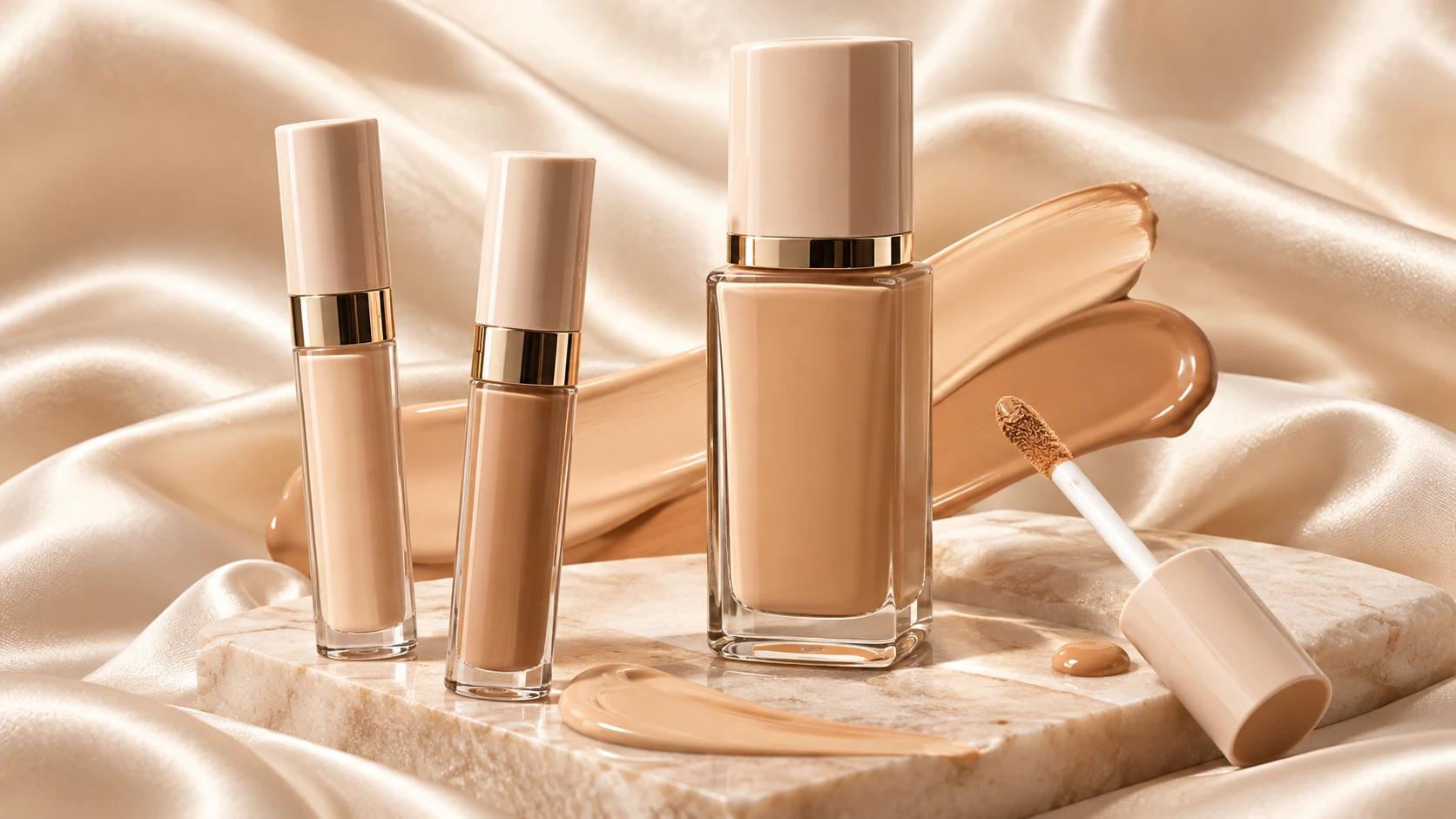 Base líquida y correctores en tonos naturales